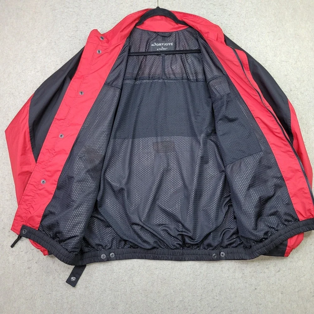 FootJoy DryJoys Golf‎ Jacket Mens Large Black Red Full Zip Performance Vented